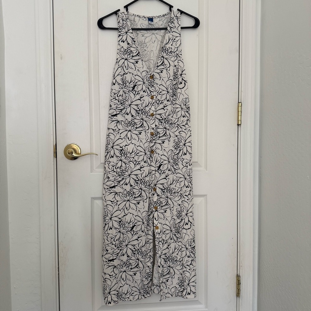 Linen floral maxi dress